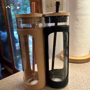 Set of Two Glass Tumblers with Silicone Sleeves